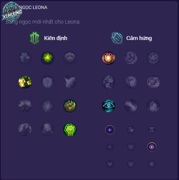 Bảng ngọc Leona mùa mới nhất