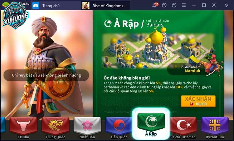 Cách chơi kỵ binh Rise of Kingdom là lựa chọn nền văn minh phù hợp