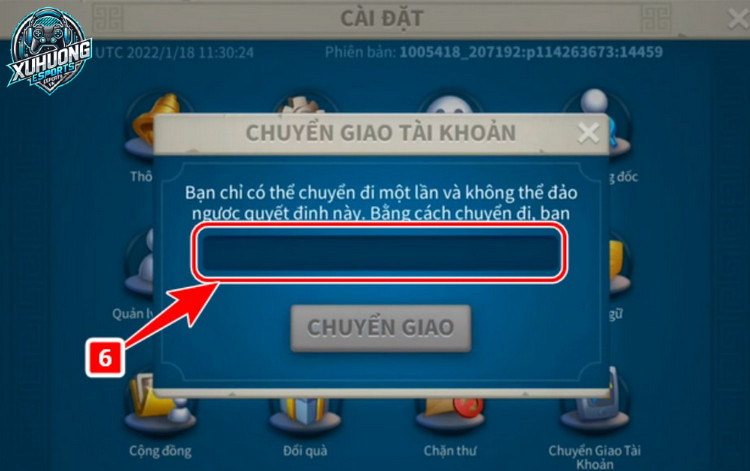 Cách chuyển tài khoản Rise of Kingdom - Dán mã vừa sao chép
