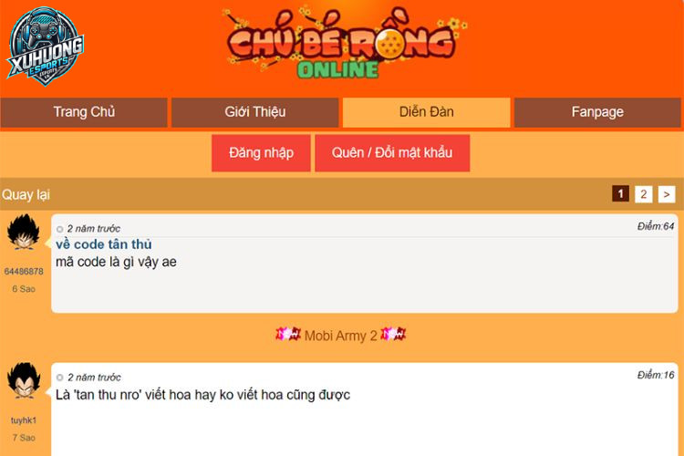 Forum chính thức của game là nơi thành viên chia sẻ thông tin liên quan đến giftcode